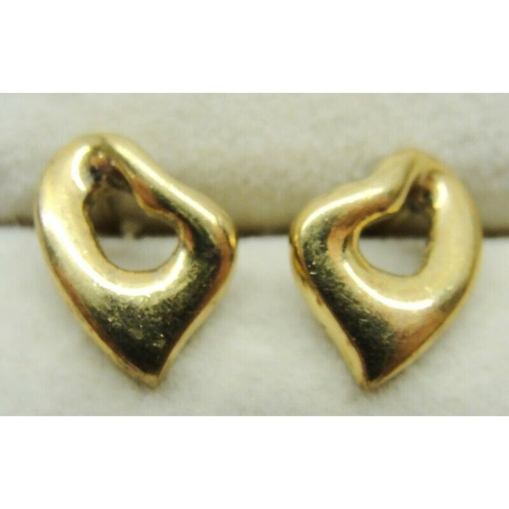 VTG 925 Gold Plated Sterling Silver Lazy Heart Post Earrings